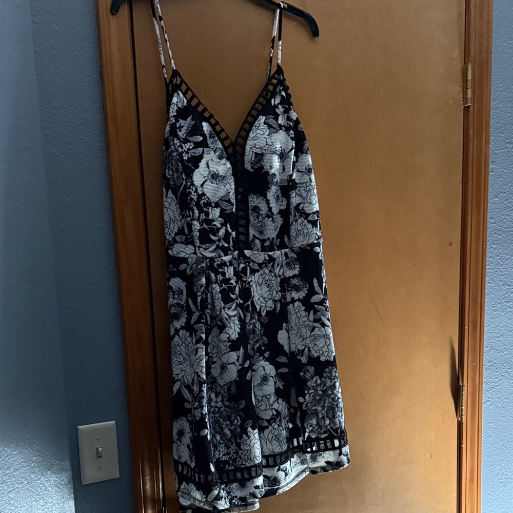 Floral Black and White Dress